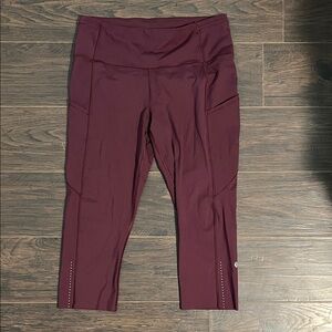 lululemon athletica Burgundy High-Rise Crop Leggings
